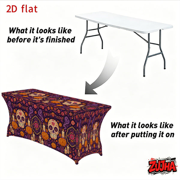 1pc Elastic 2D Flat Full Wrap Rectangular Table Cover