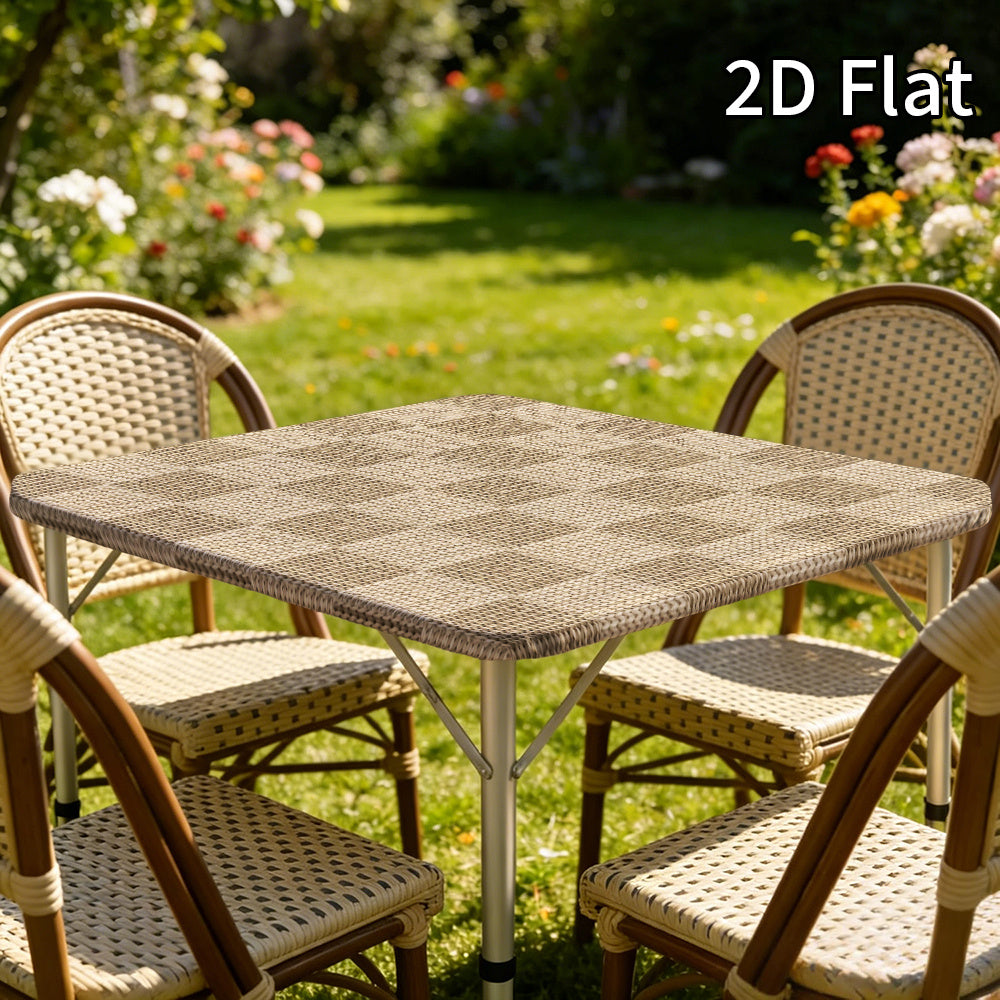 2D Flat Square Print Table Cover with Elastic Edge