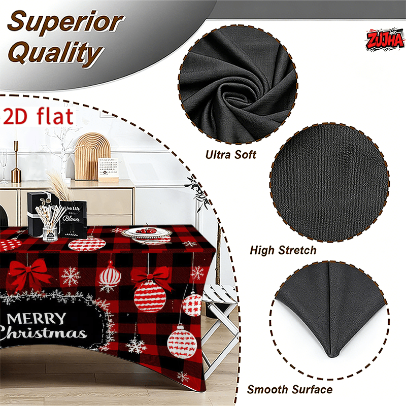 Red Black Buffalo Plaid Christmas table cover