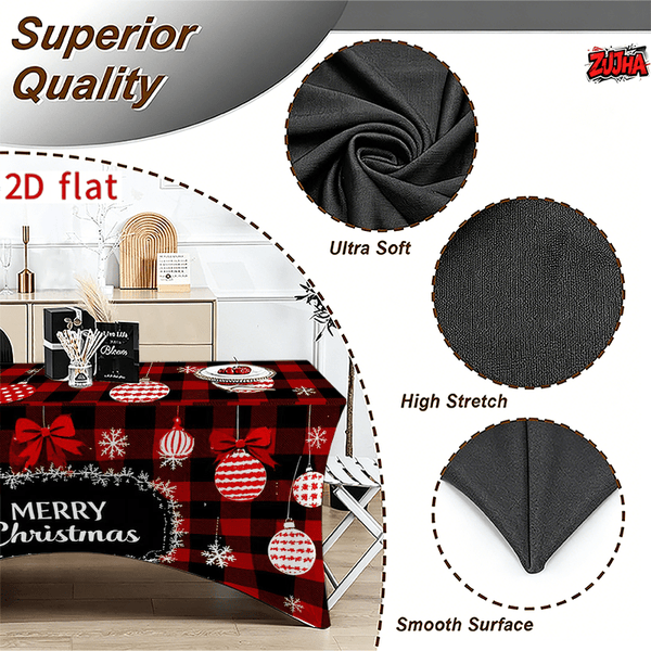 Red Black Buffalo Plaid Christmas table cover