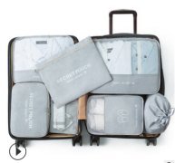Cationic Fabric 7-Piece Travel Packing Organizer Set