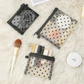 Heart Flocked Mesh Cosmetic Pouch
