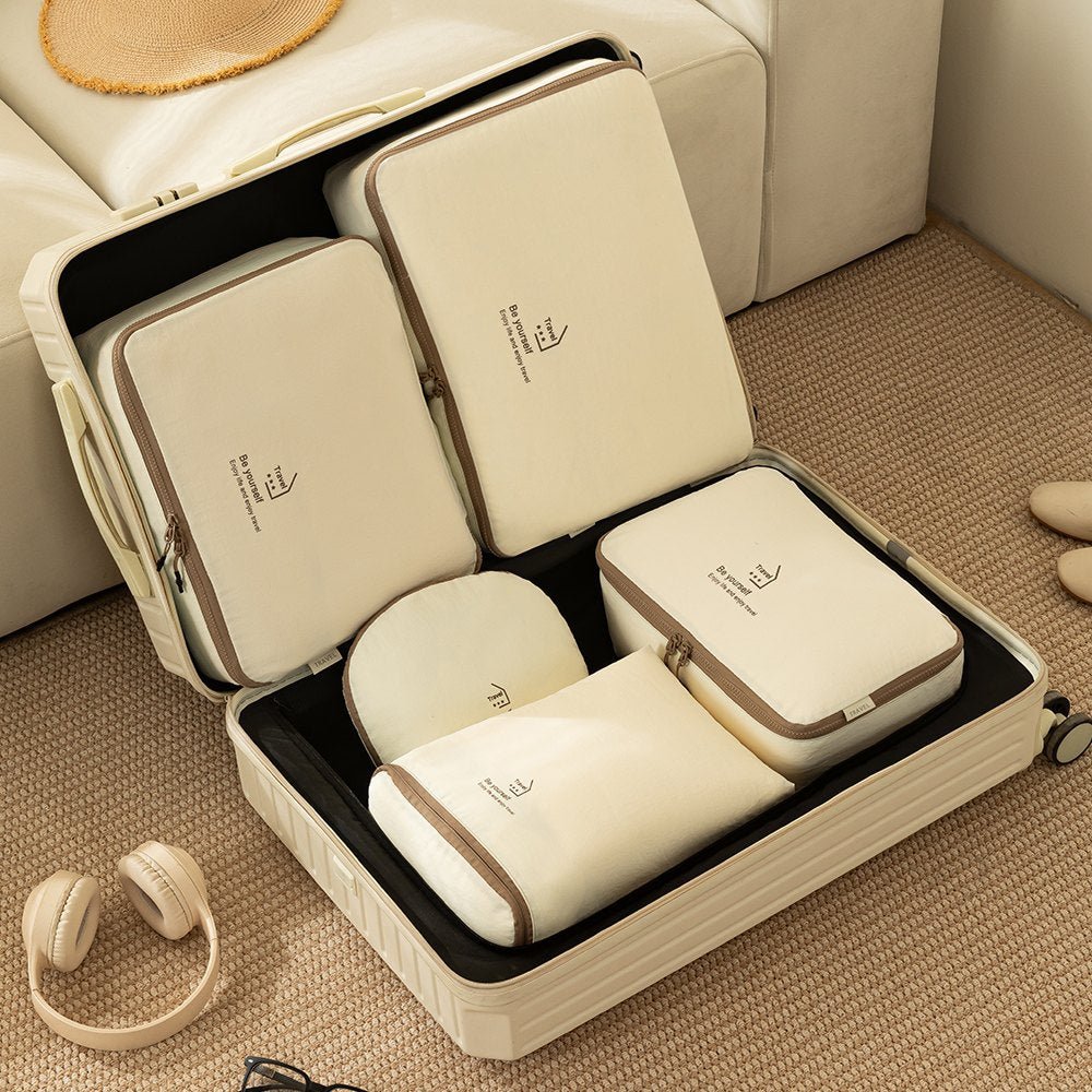 Washed Fabric 5-Piece Travel Organizer Set