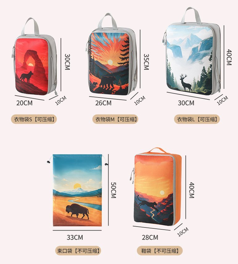 Scenic Print 5-Piece Packing Organizer Set Secondary image